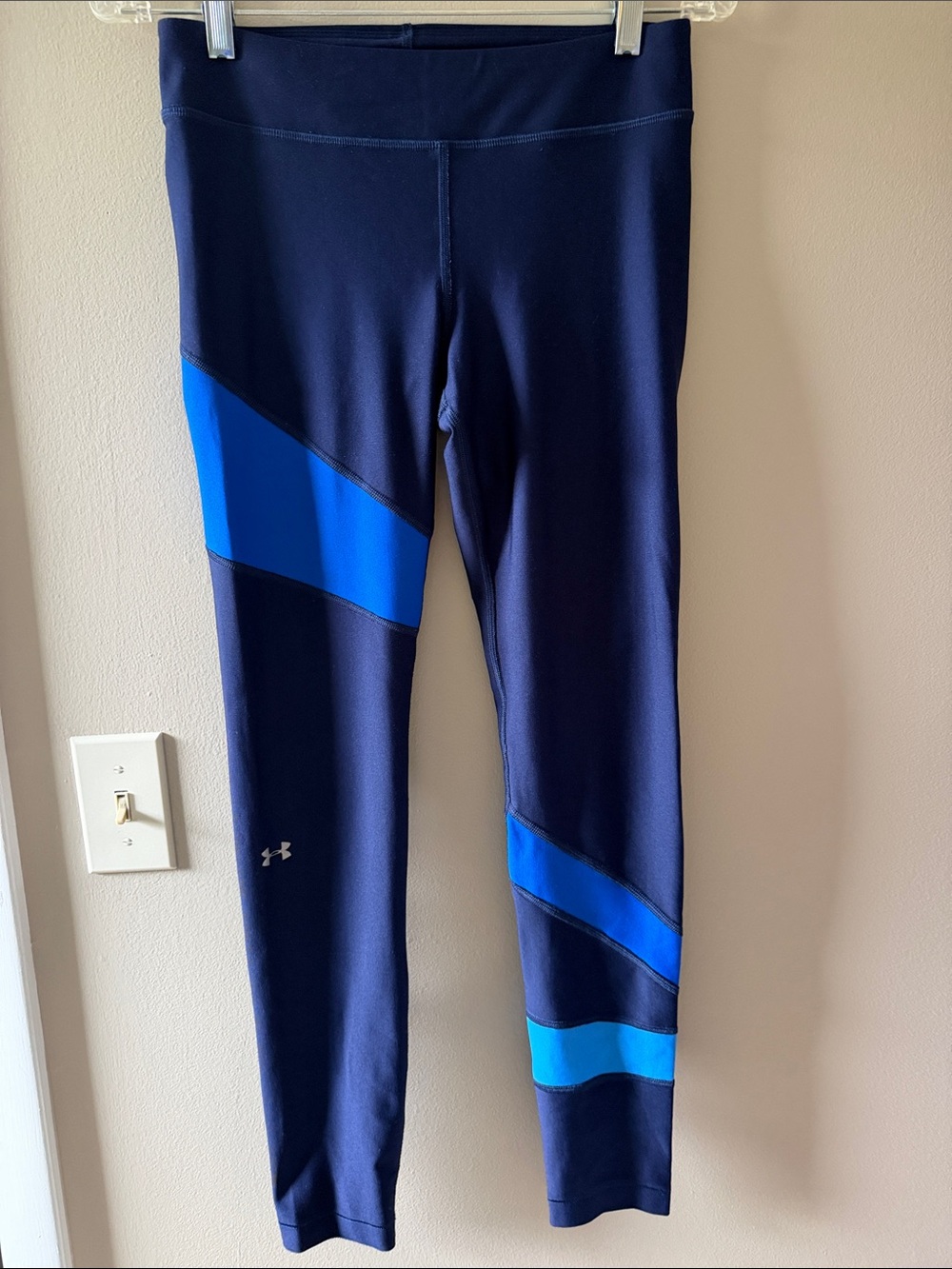 Under Armour Navy Leggings with Electric Blue Panels